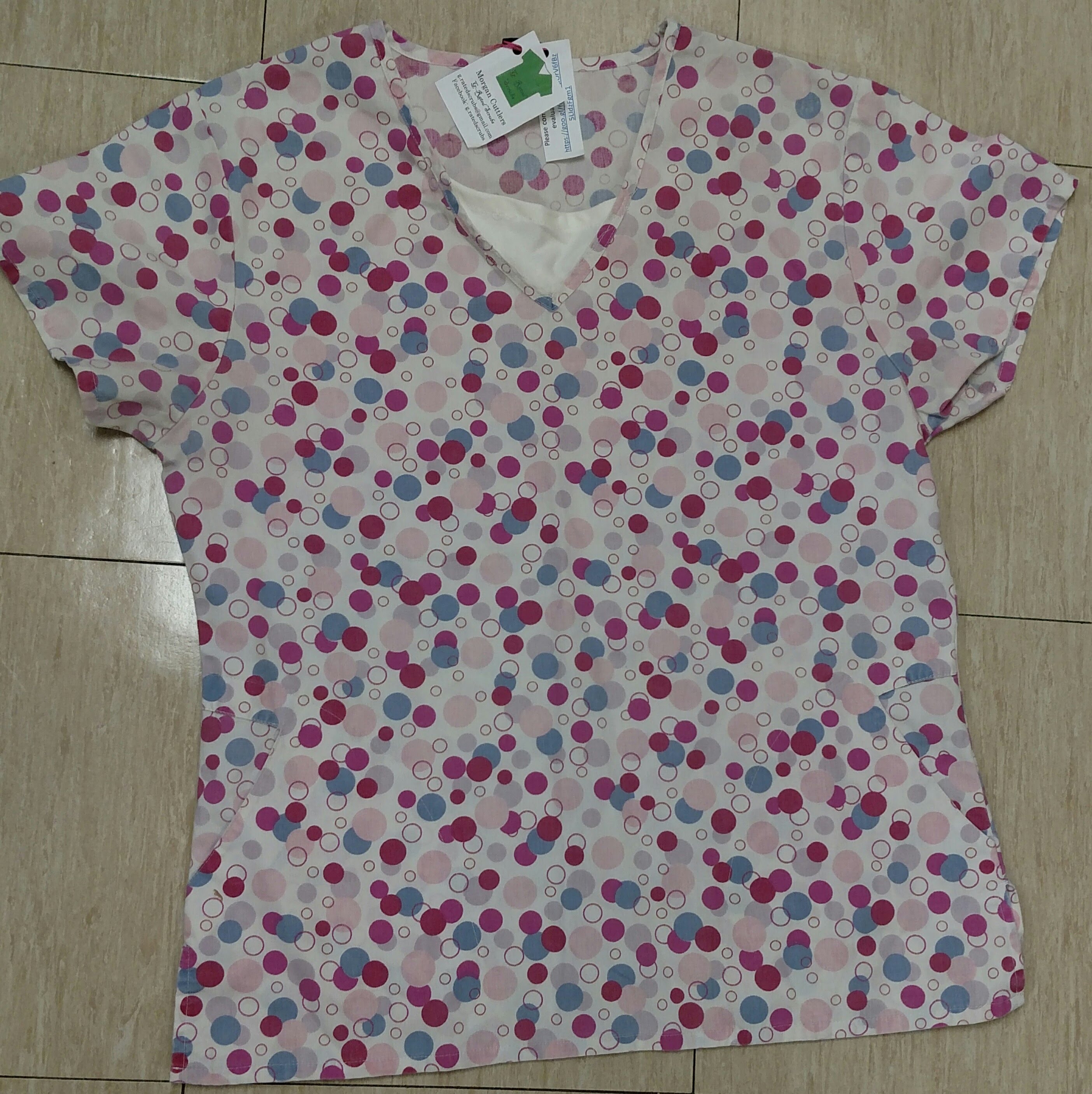 Pink Polka-Dot Scrub Top